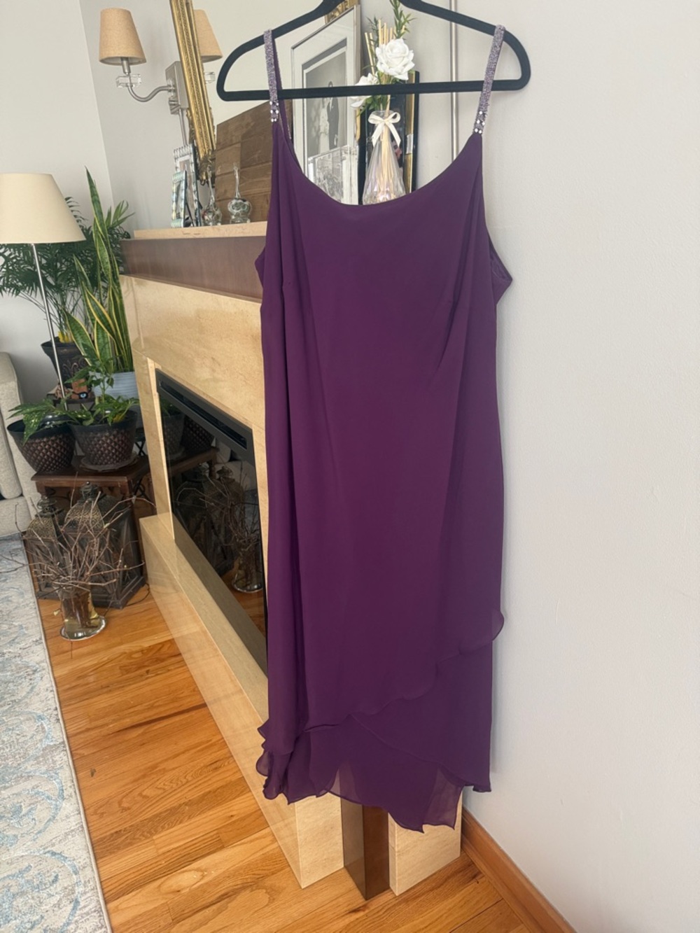 Sleeveless Purple Layered Chiffon Dress